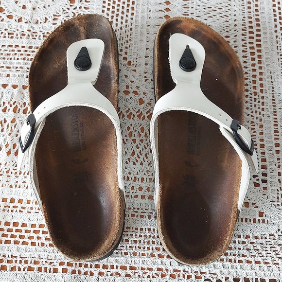 Birkenstock Sandals White Gizeh Thong Eva Slippers Slip-on Adjustable Buckle 34 - Picture 2 of 14